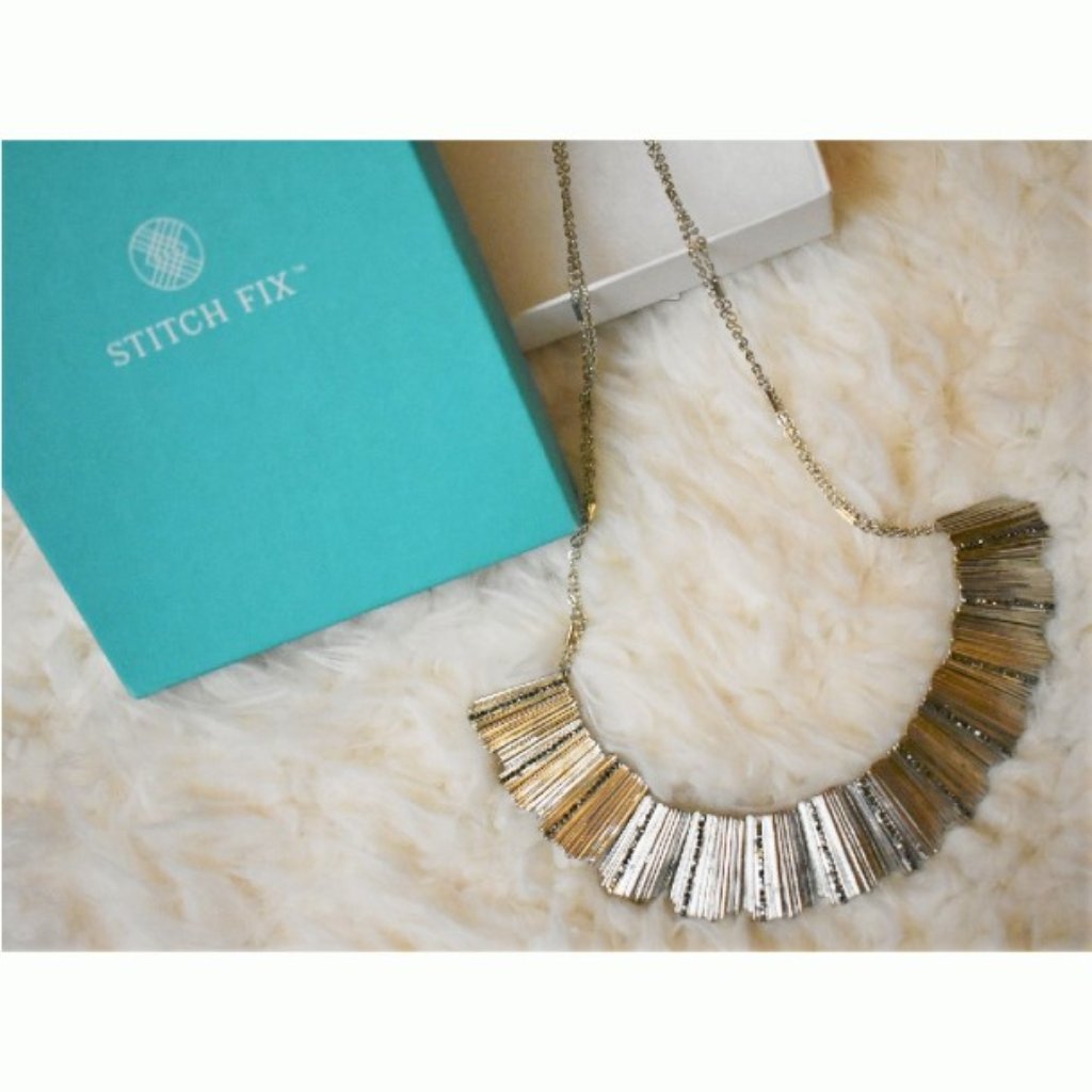 Stitch Fix Bancroft Caidie Pave Bib Statement Necklace Silver Sparkle 50696-119 15$